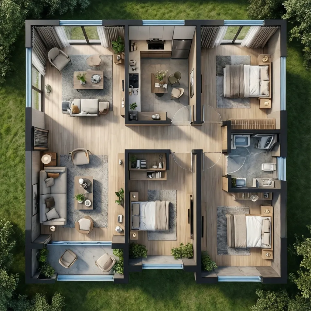 Bản vẽ thiết kế nhà biệt thự 1 tầng: Cách bố trí đẹp và hợp lý