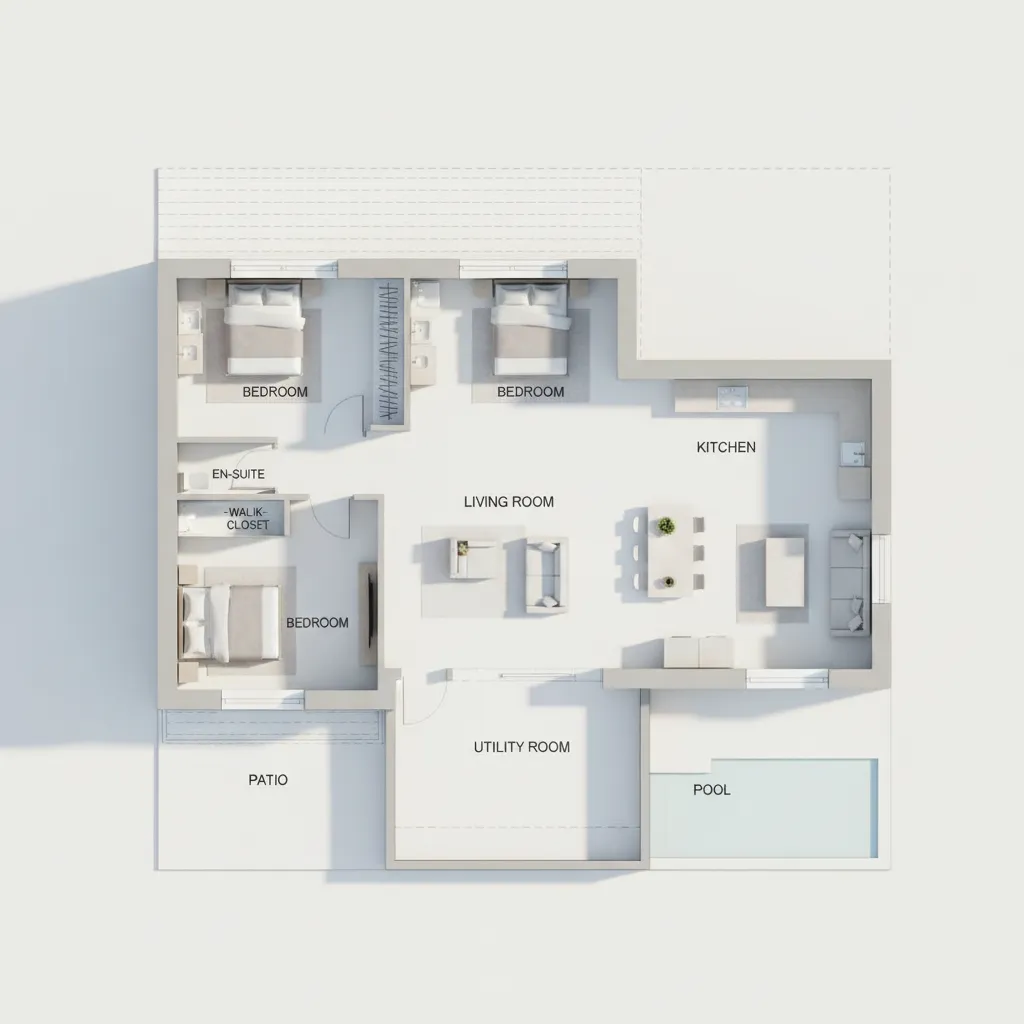 Mặt bằng tổng thể bản vẽ thiết kế nhà biệt thự 1 tầng