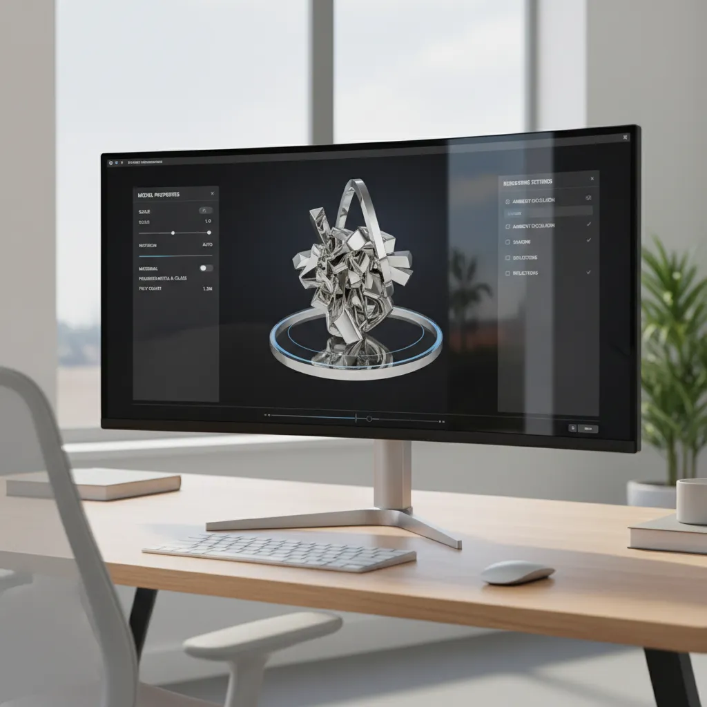 web based 3D model viewer interface displaying a rotating 3D object