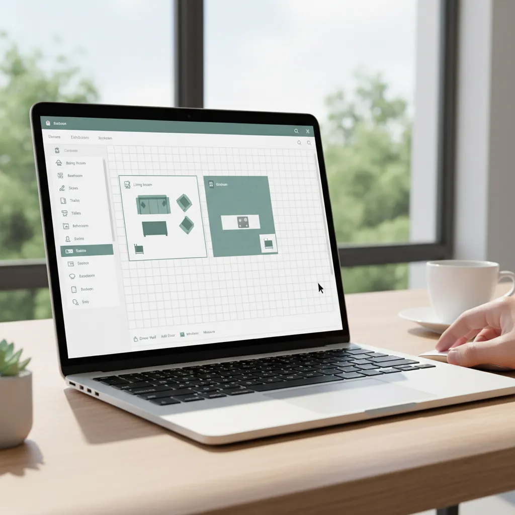 Antarmuka alat pembuat denah rumah online