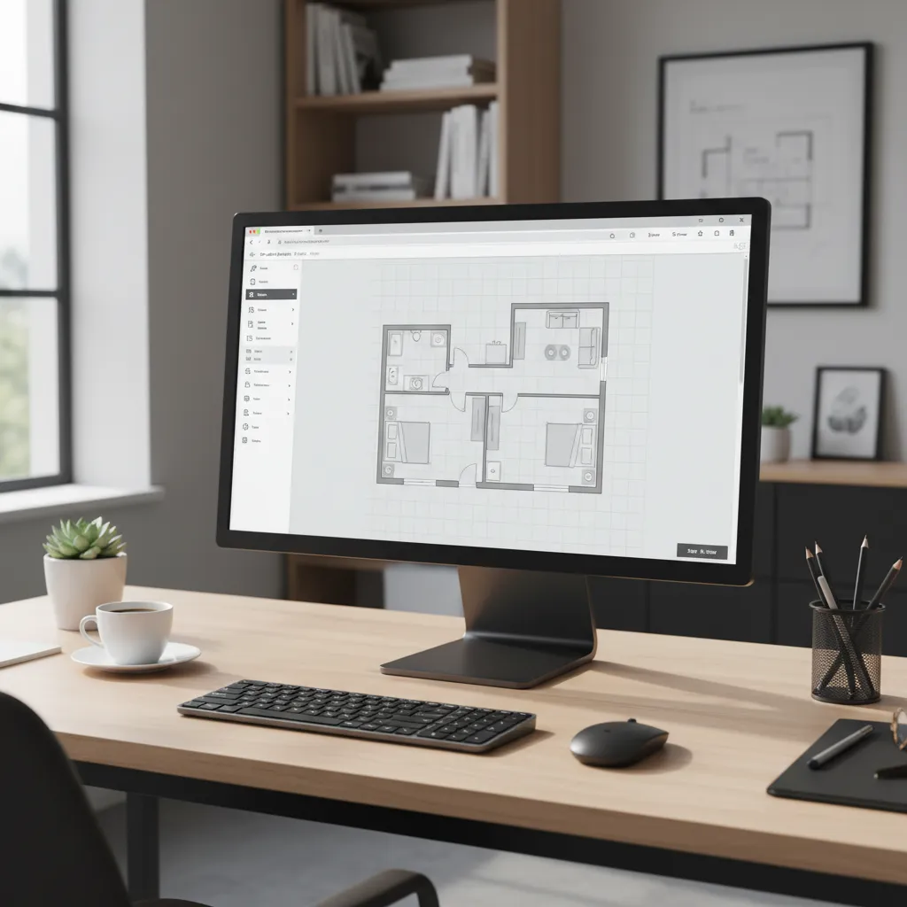 Browser based floor plan creator interface showing apartment layout