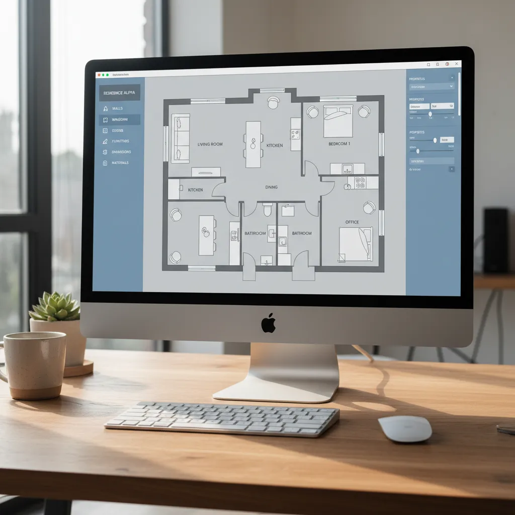 Interfaz de software mostrando el diseño de un plano de casa