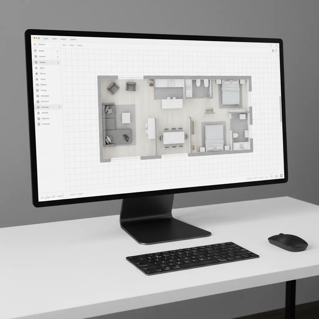 Interface de ferramenta online para criar planta de casa