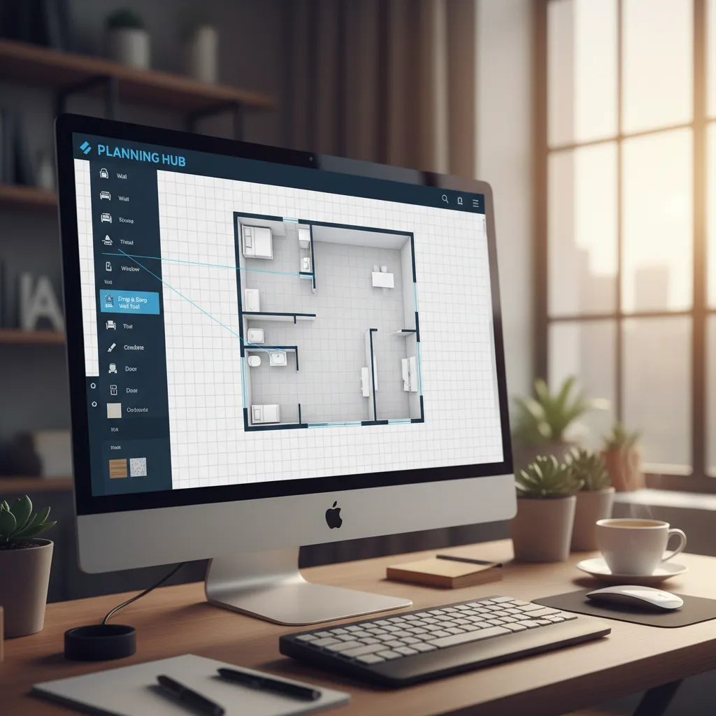 browser based floor plan creator interface with drag and drop tools