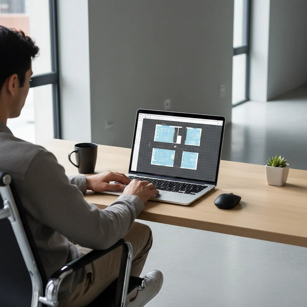 User designing a home layout using an online floor plan creator tool