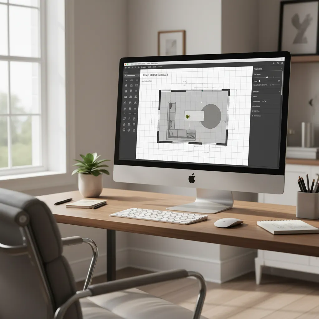web based floor plan creator interface designing a living room layout