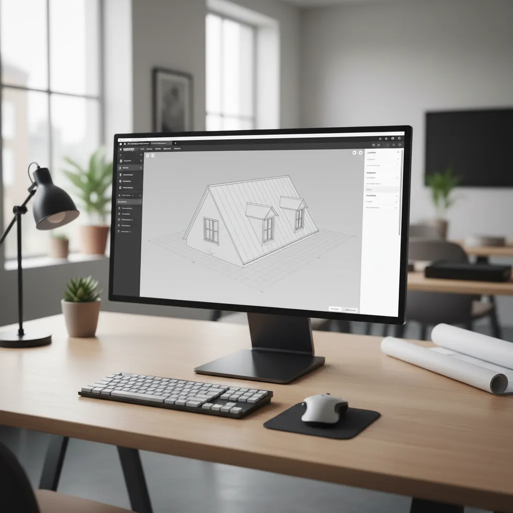 browser-based roof design software interface showing simple roof layout