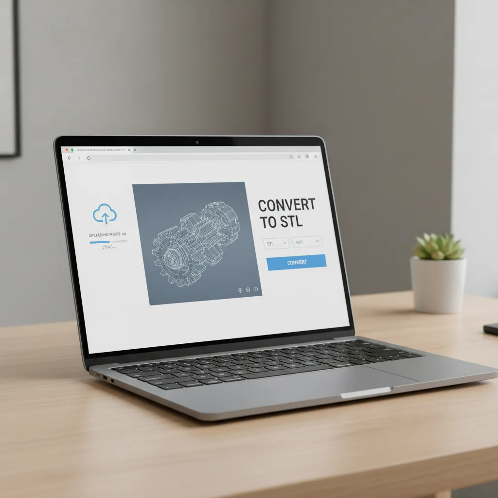 web based STL converter interface uploading a 3D model file