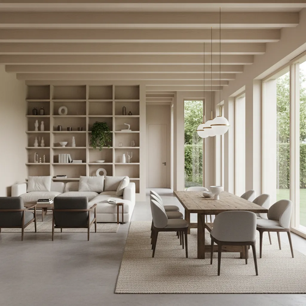 open concept living and dining area with rug defining dining zone