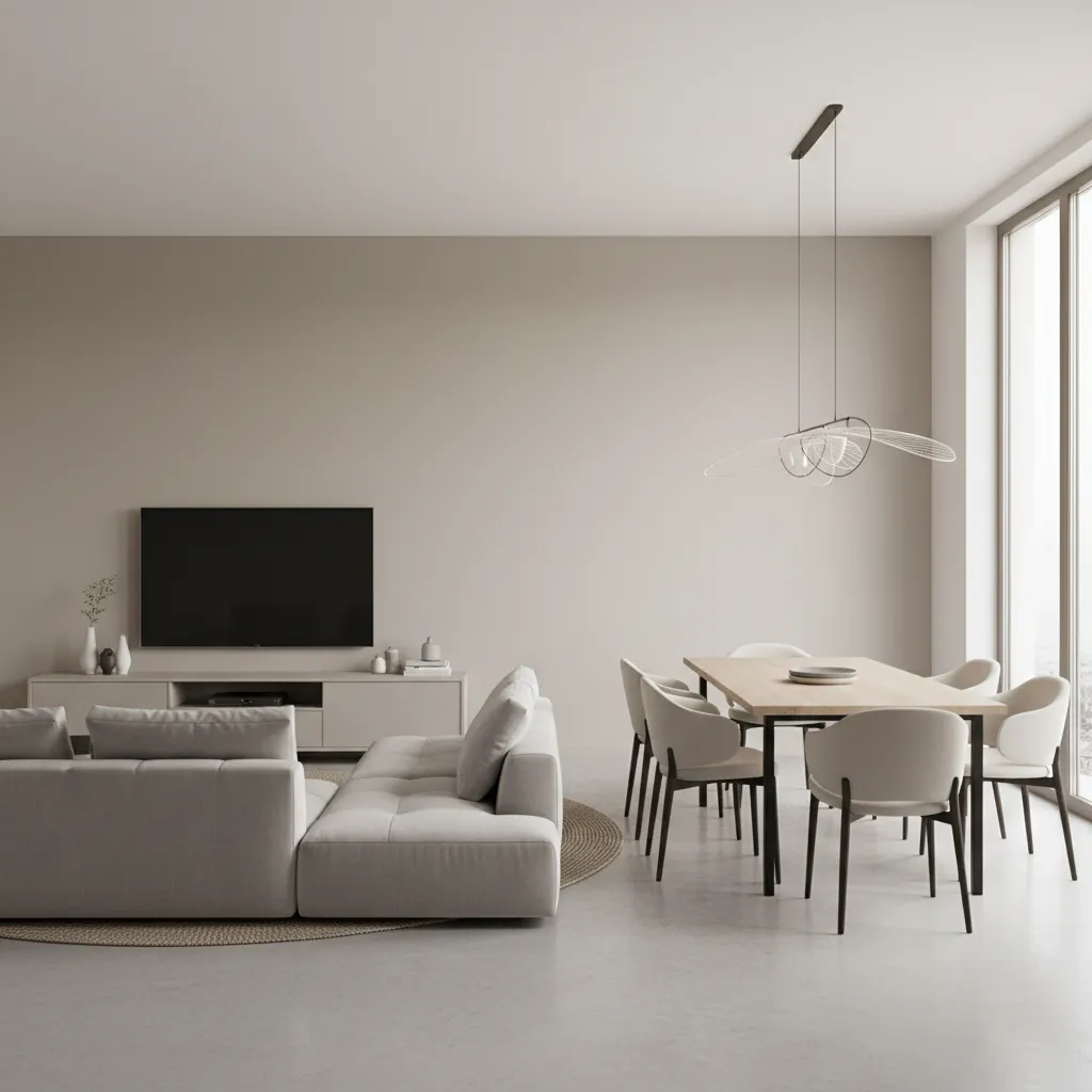 open concept living dining room wall paint finish example