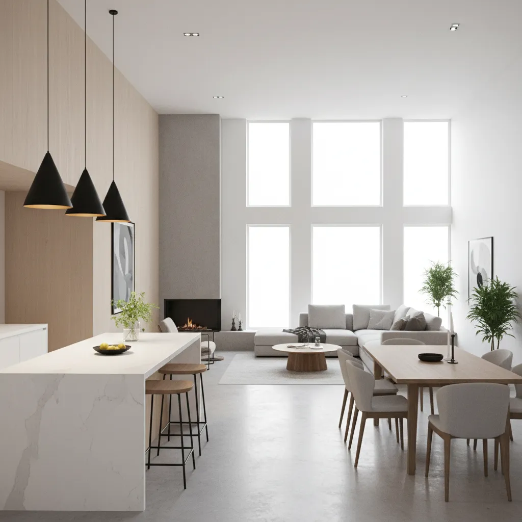 open concept raised ranch kitchen living and dining area