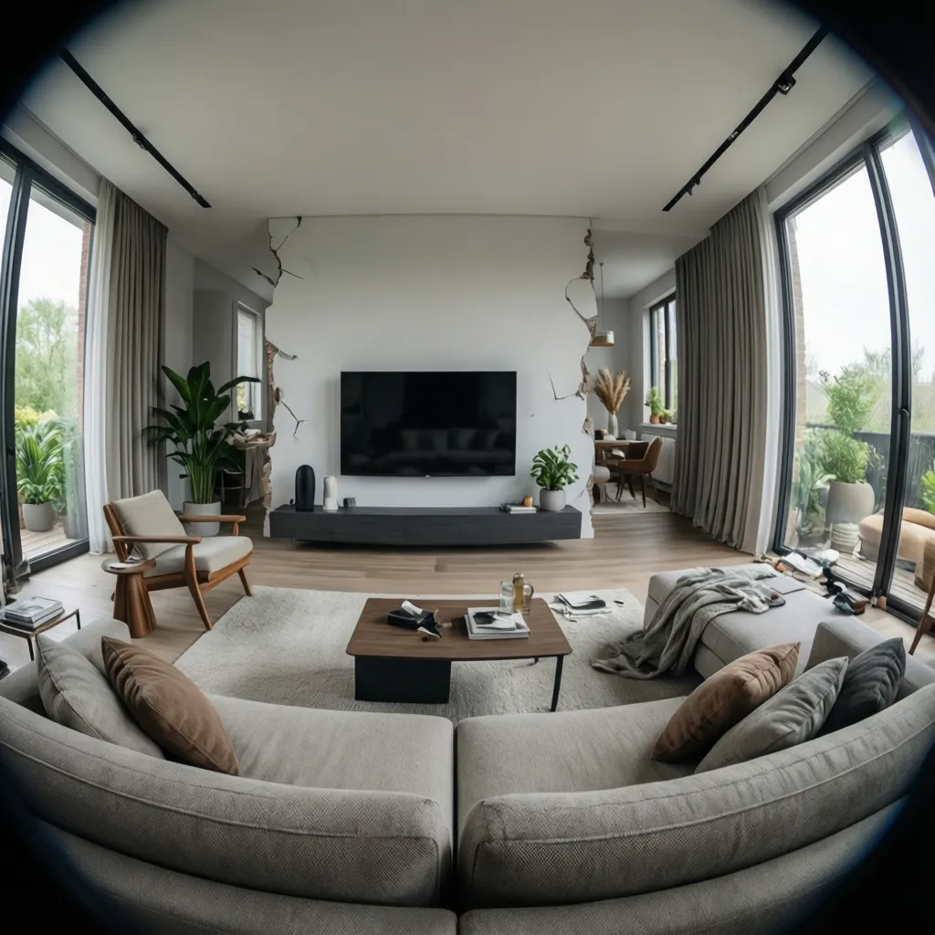 Open living room layout with balanced furniture arrangement
