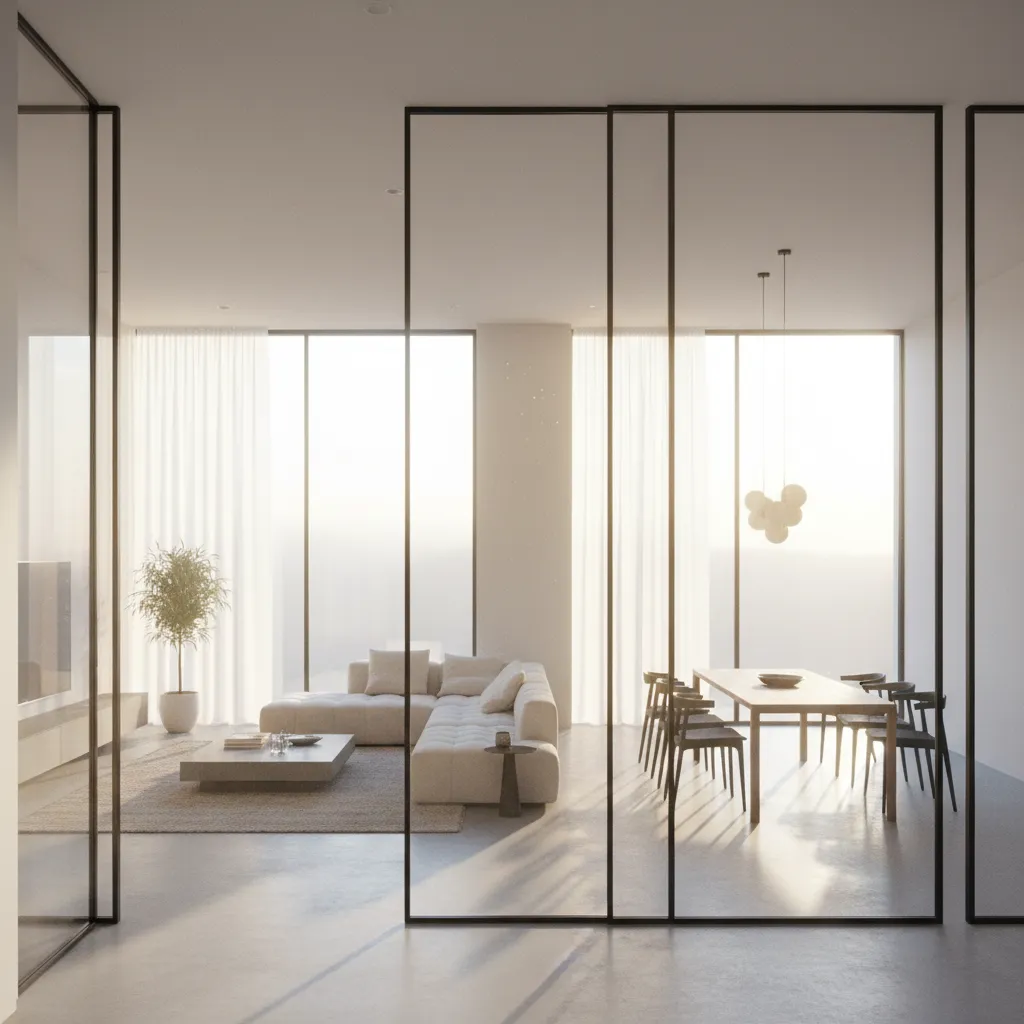Open floor plan allowing east morning light to travel through interior spaces