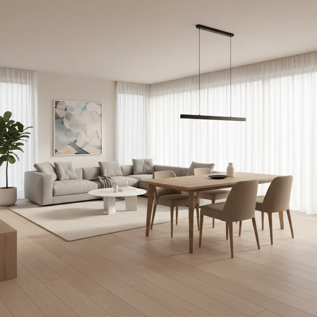 open plan living dining room layout before adding a partition