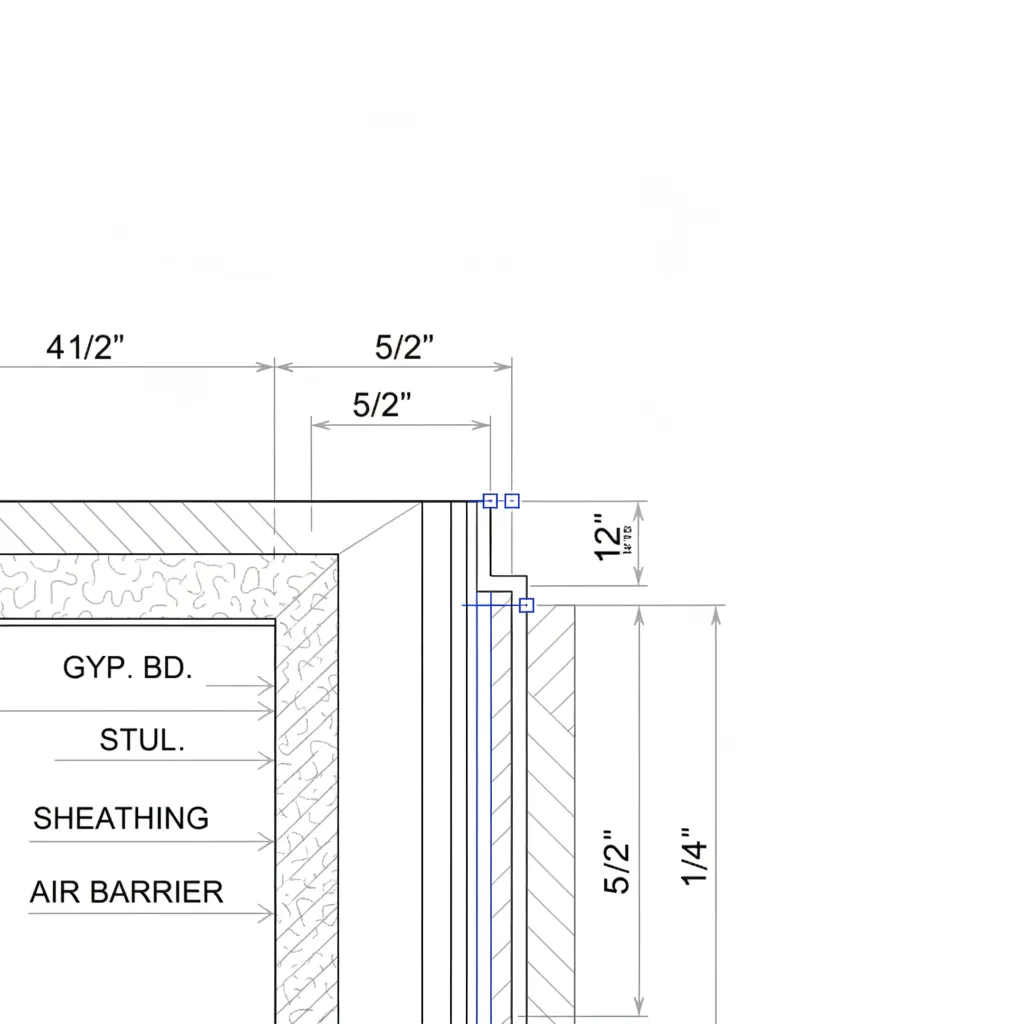 Zoomed CAD drawing showing open polyline gap in wall boundary