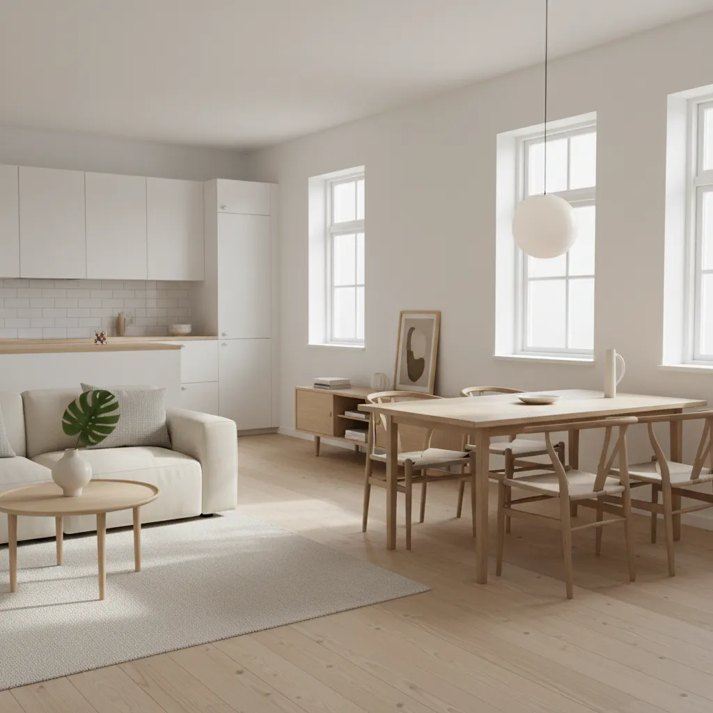 Ruang tamu dan ruang makan terbuka pada rumah kecil