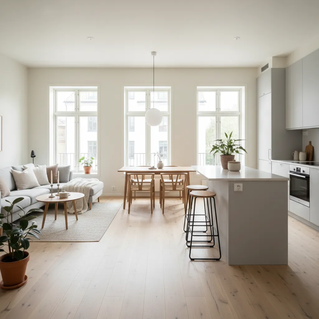 Sala comedor abierta en una casa pequeña