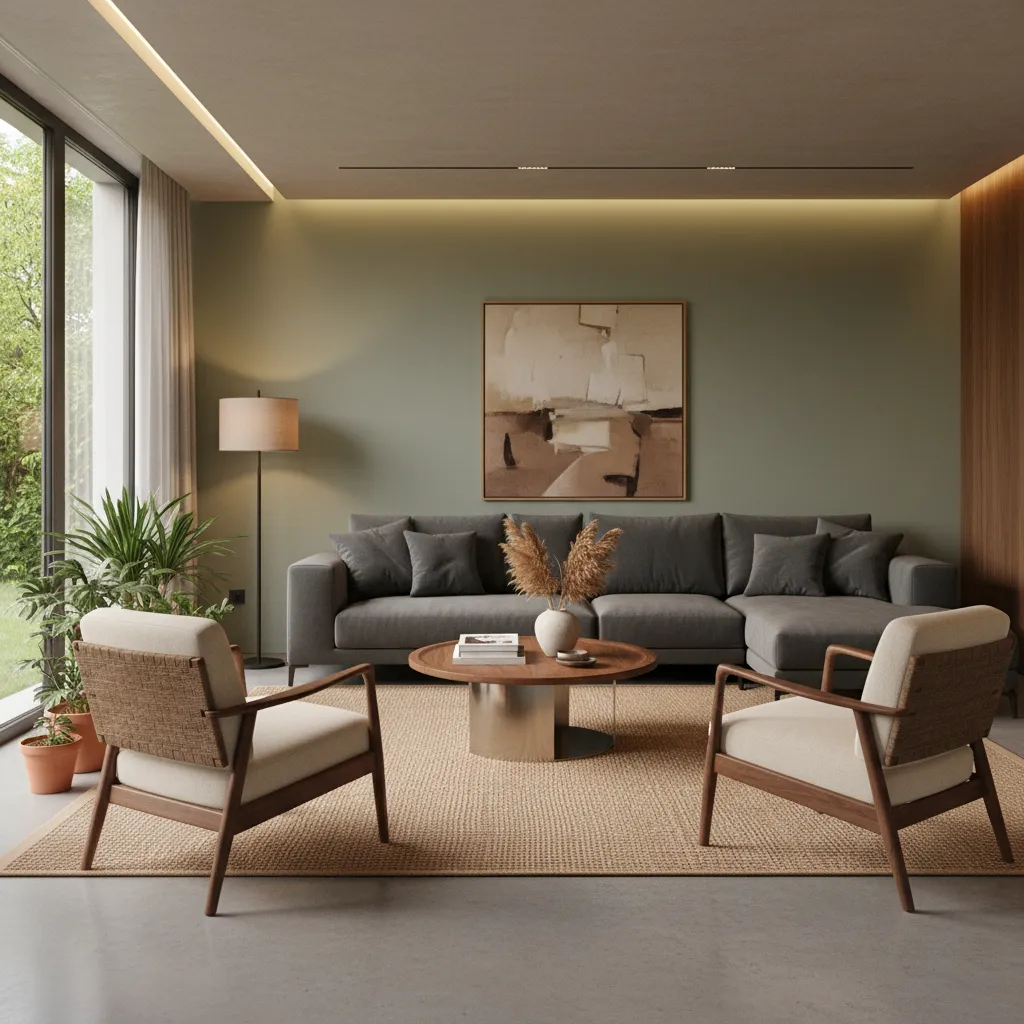 Salón bien distribuido con muebles proporcionados y buena iluminación