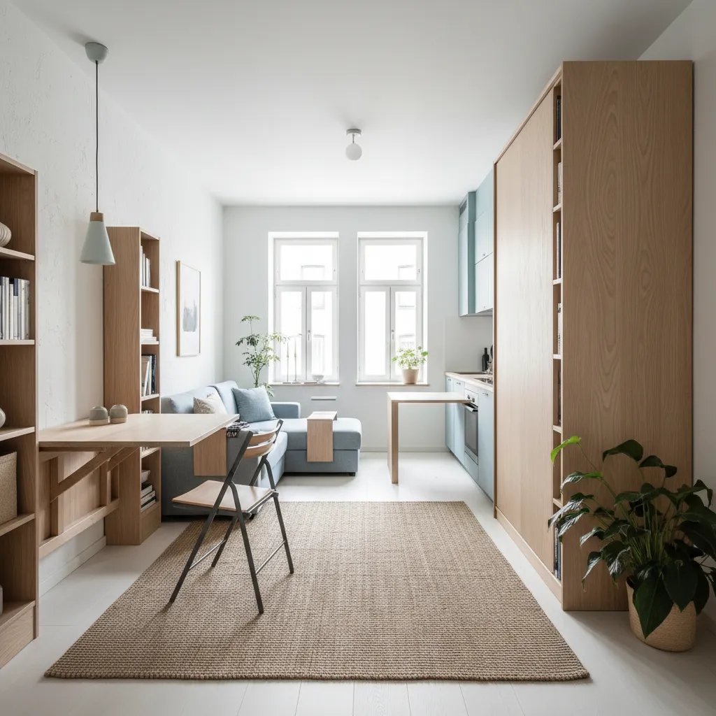 Apartamento pequeño optimizado con mobiliario multifuncional