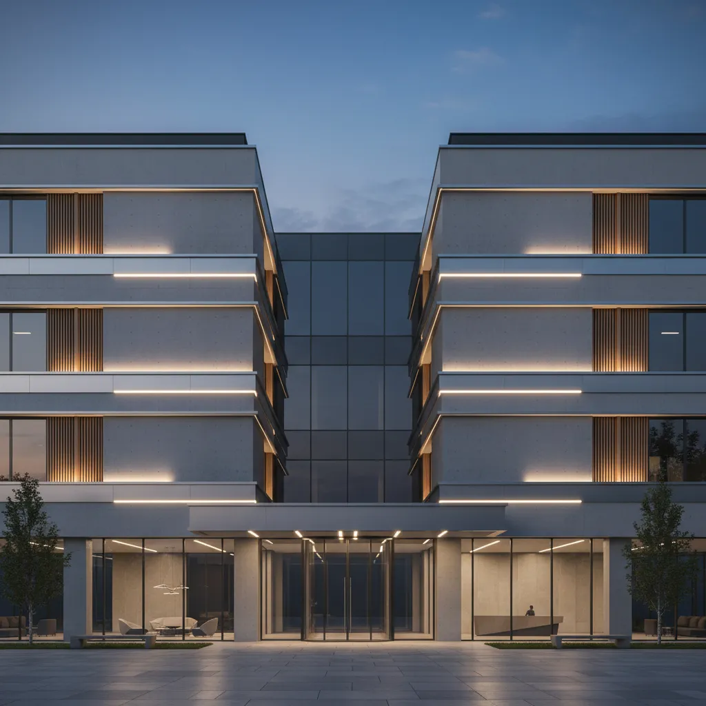 optimized architectural facade model rendered in real time engine with clean geometry