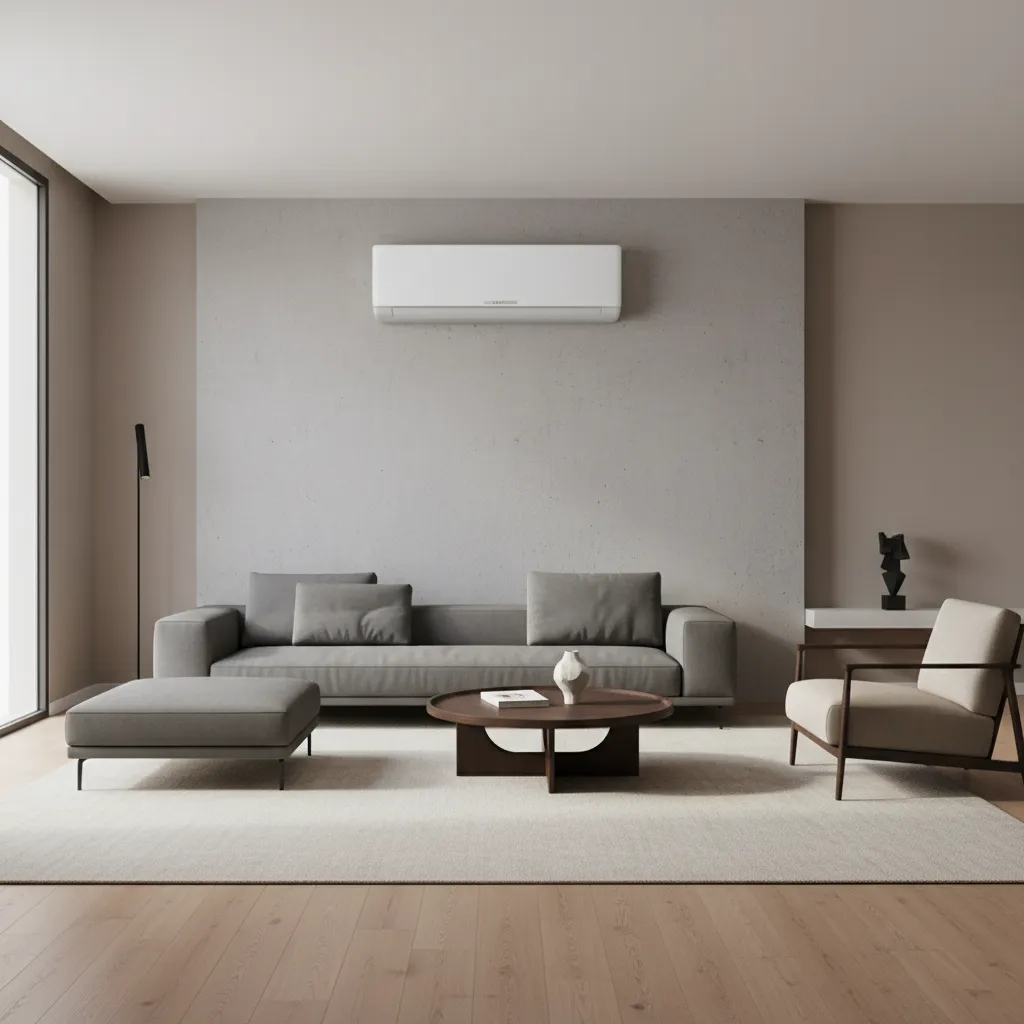optimized HVAC unit integrated in modern interior render