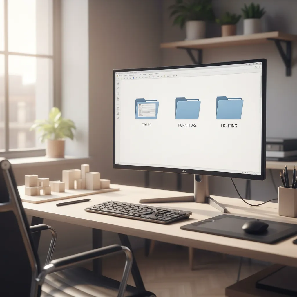 organized CAD block library folders for landscape design files