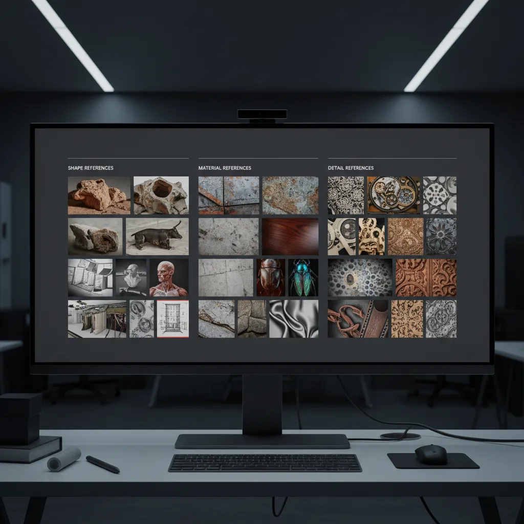reference board organized by shape material and detail categories
