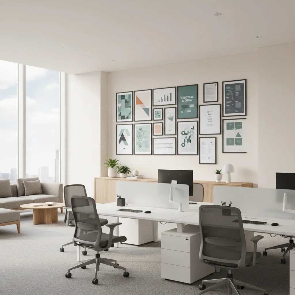 Office wall zone designed for removable poster and announcement displays