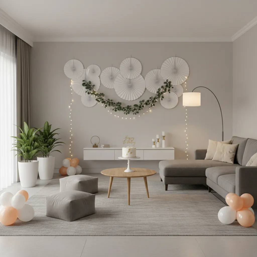 organized birthday party layout with open space and focused decorations