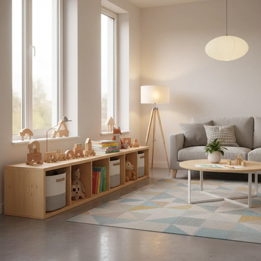 Sistema de almacenamiento de juguetes en muebles bajos