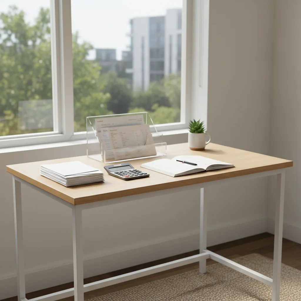 Person organizing bills and payment documents to resolve debts