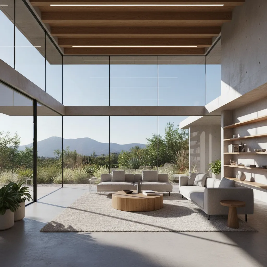 Casa moderna con grandes ventanales orientados al norte