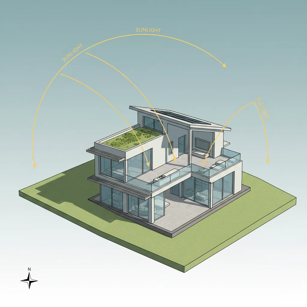 Diagrama de orientación solar aplicado al diseño de una vivienda
