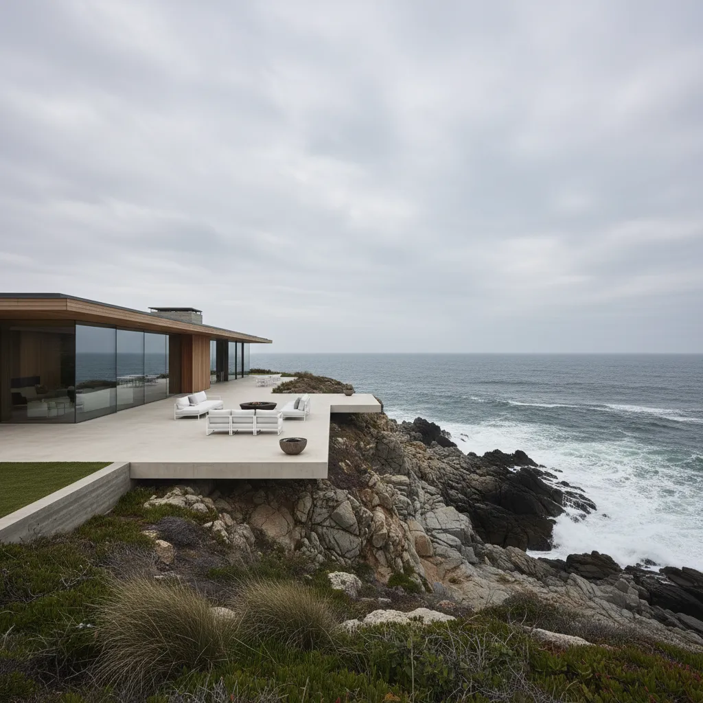 Casa moderna orientada hacia la luz natural en entorno atlántico