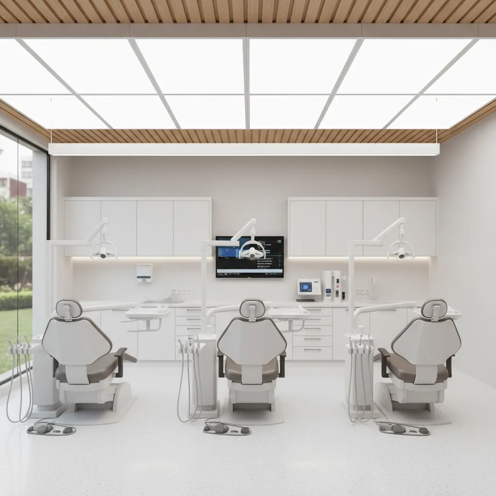 Pod layout orthodontic clinic with grouped treatment chairs