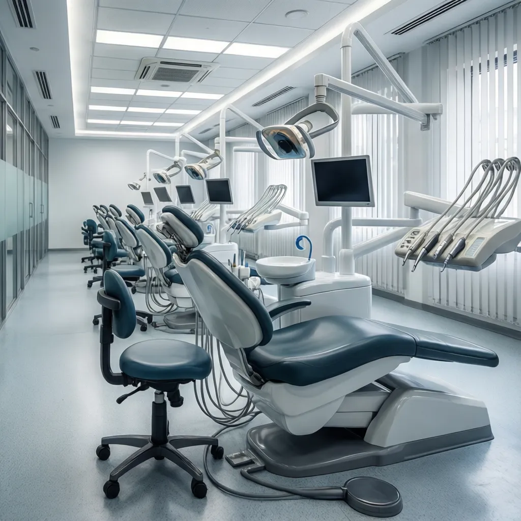 Linear orthodontic treatment chair layout improving clinic efficiency