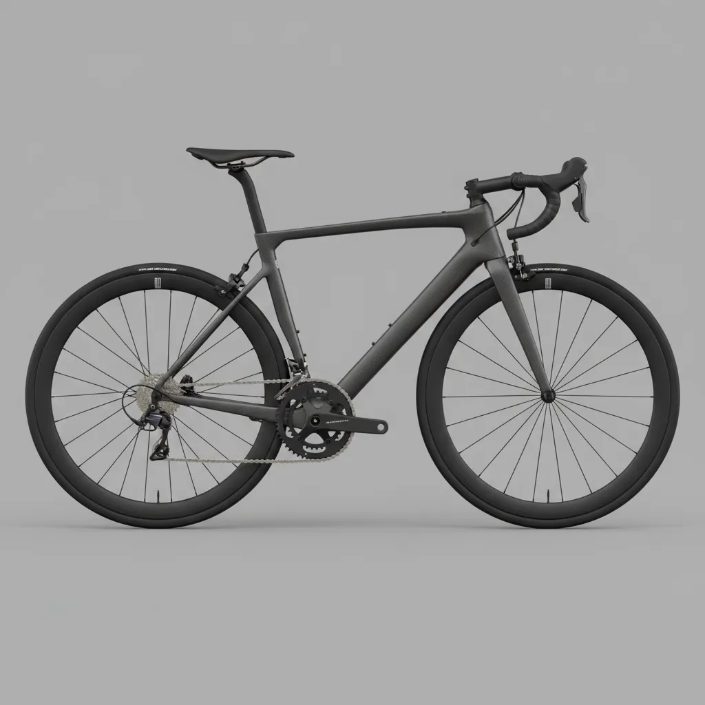 orthographic side view of a bicycle 3D model used for geometry analysis
