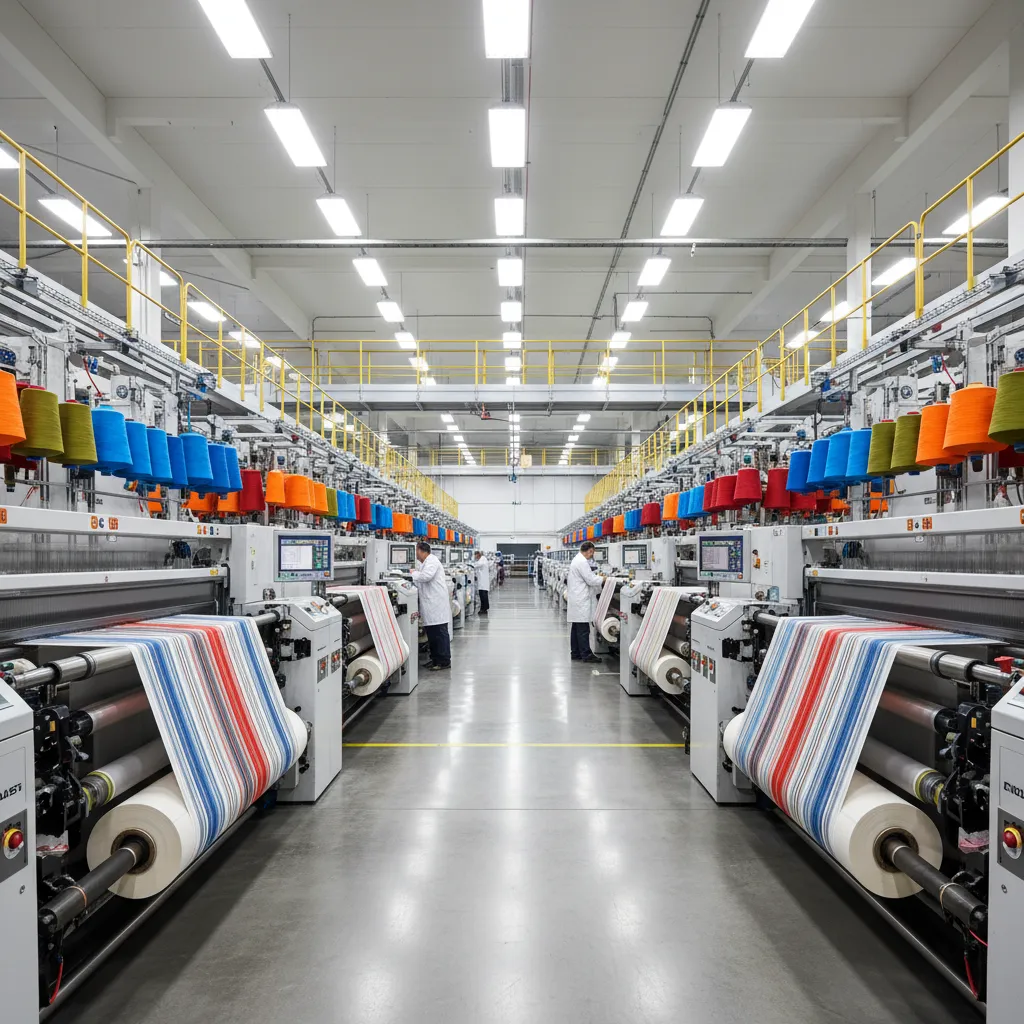 Industrial weaving machines producing outdoor upholstery fabric