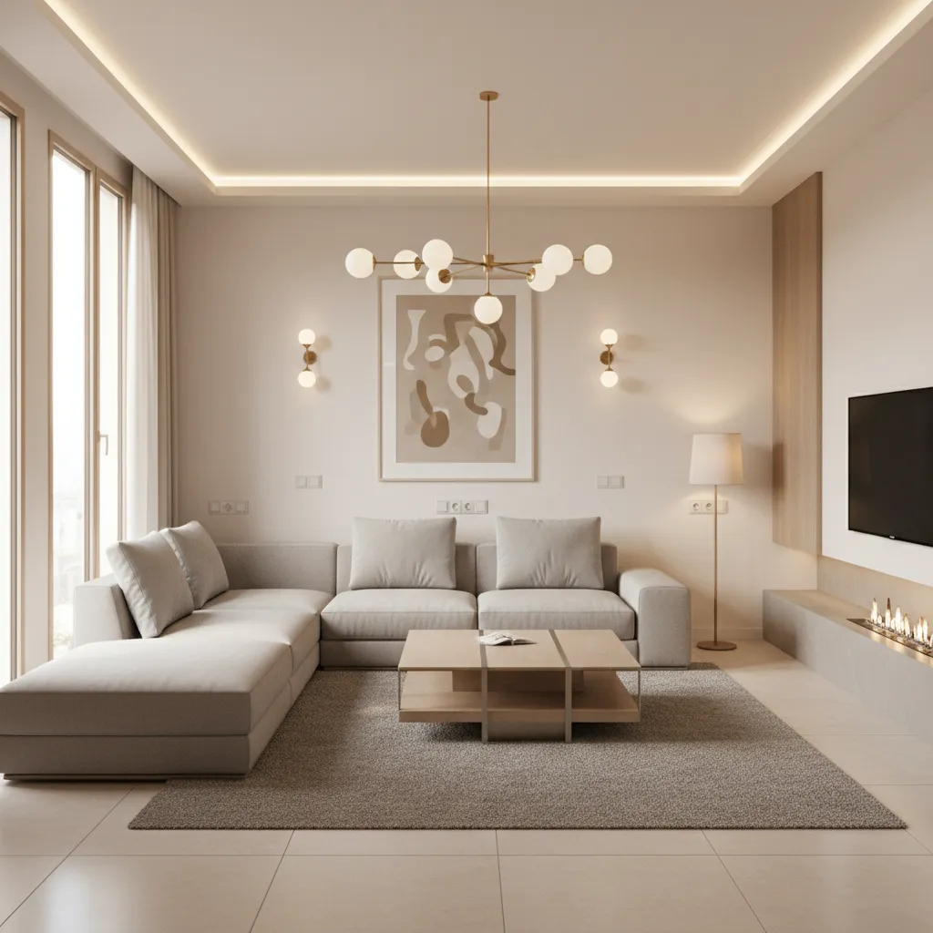 Interior wall showing multiple electrical outlets and lighting layout planning