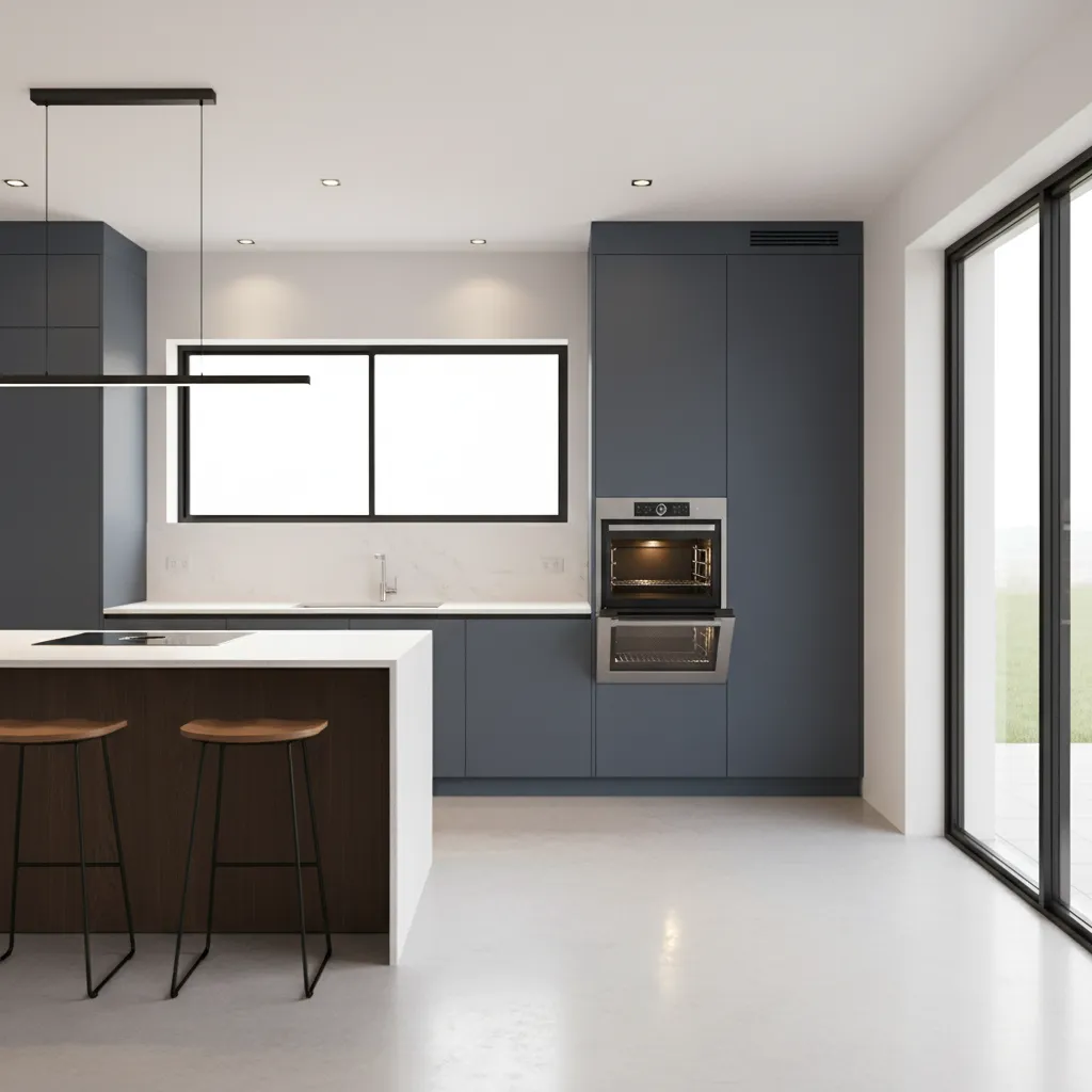 kitchen floor plan visualization showing clearance space in front of oven