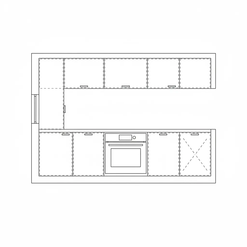 Architectural floor plan detail showing standard oven symbol representation