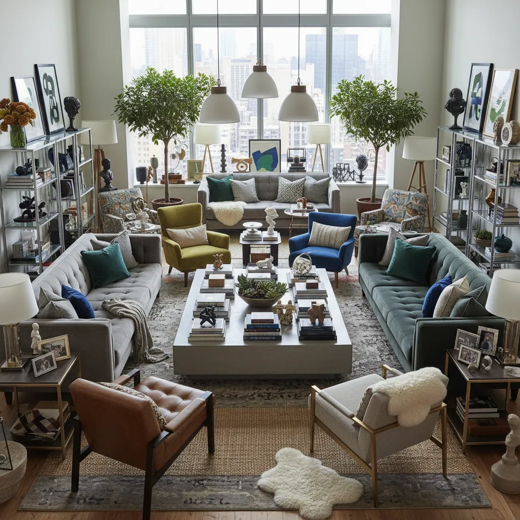 Habitación virtual con demasiados muebles mostrando un error común de diseño