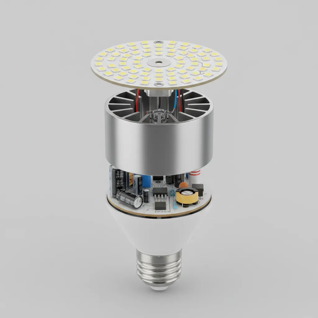 Diagram style visualization of LED driver overheating inside smart bulb