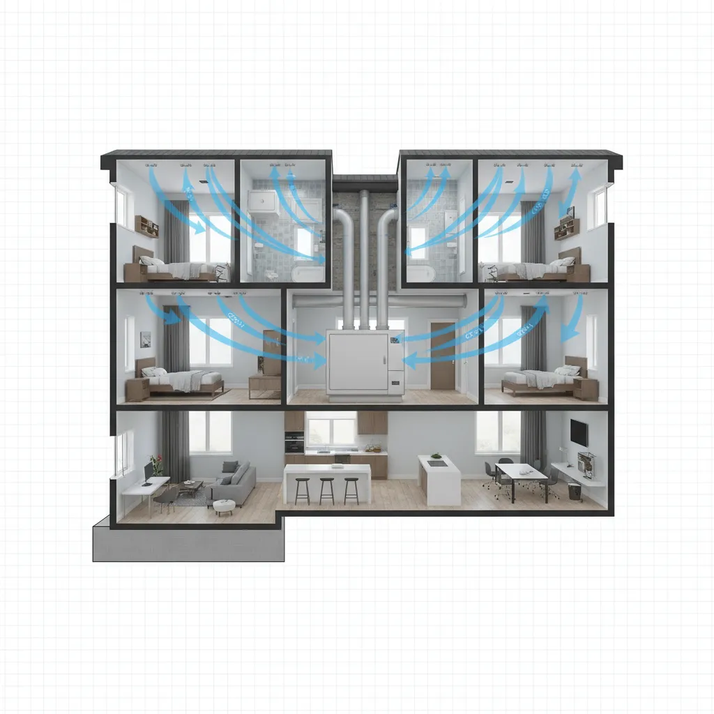 diagram showing oversized air conditioner cooling a residential home too quickly
