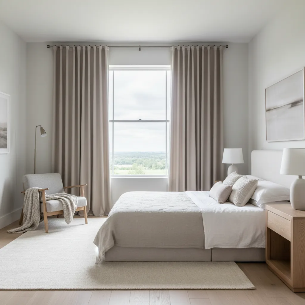 wide blackout curtains extending beyond window frame to block light