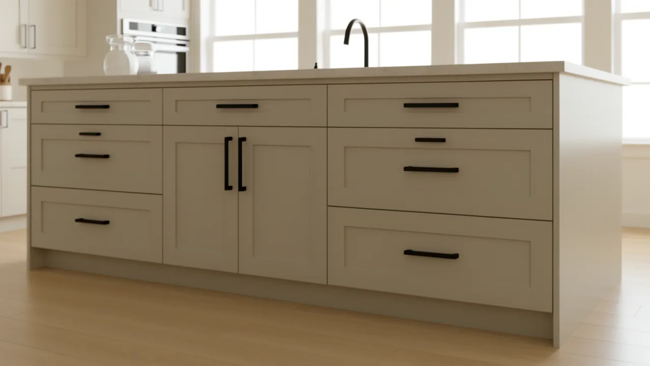 Large kitchen drawers with oversized cabinet pulls