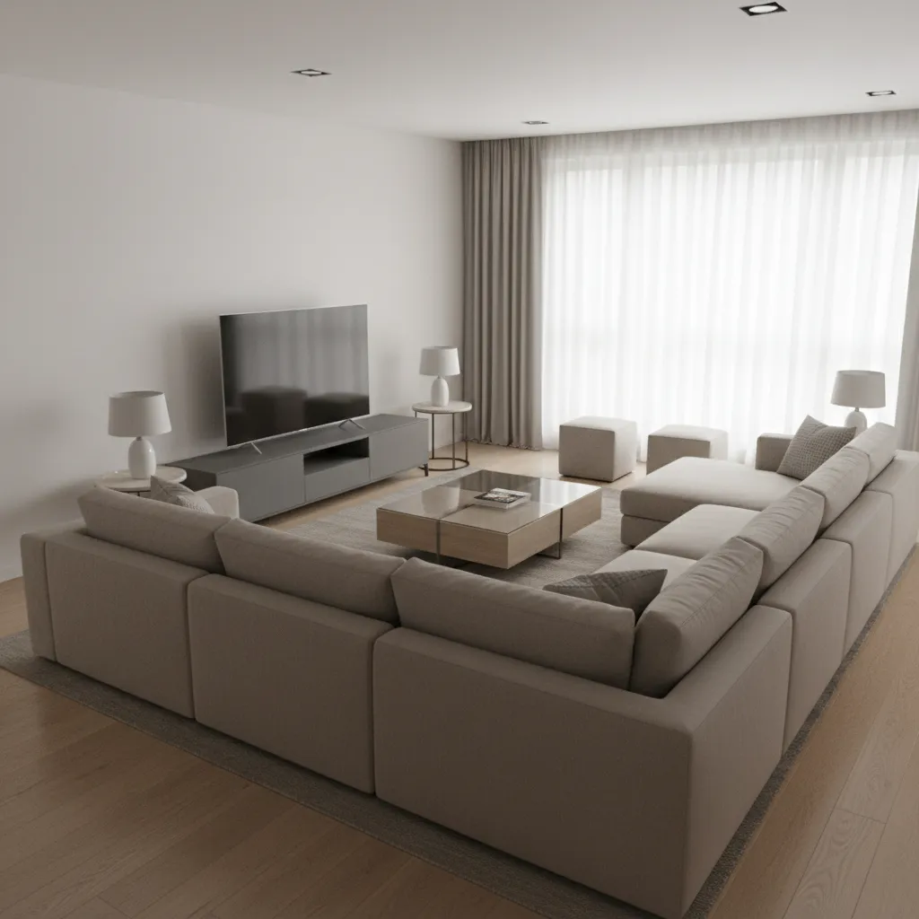 Oversized sectional crowding a medium living room