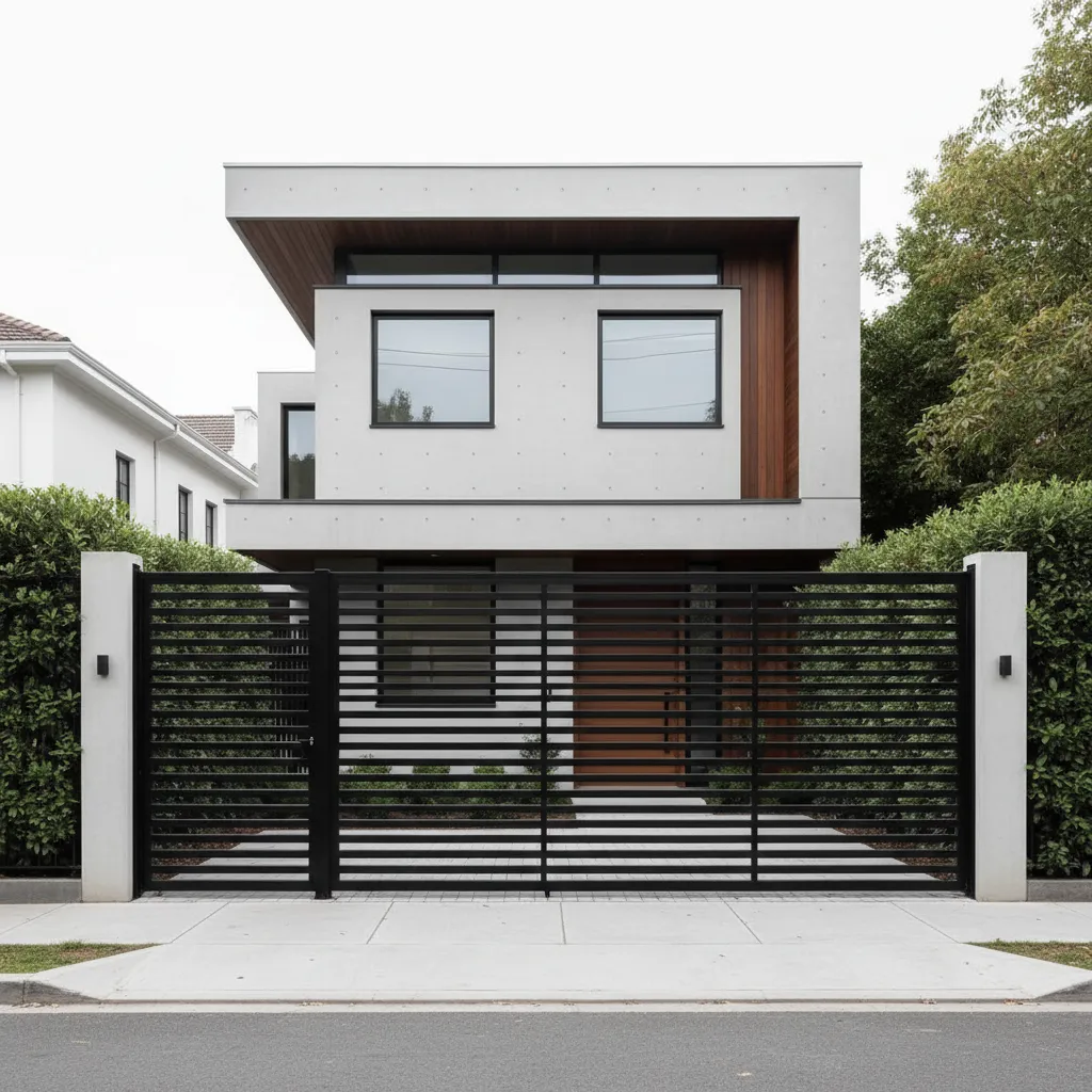 Pagar besi minimalis pada rumah modern kecil
