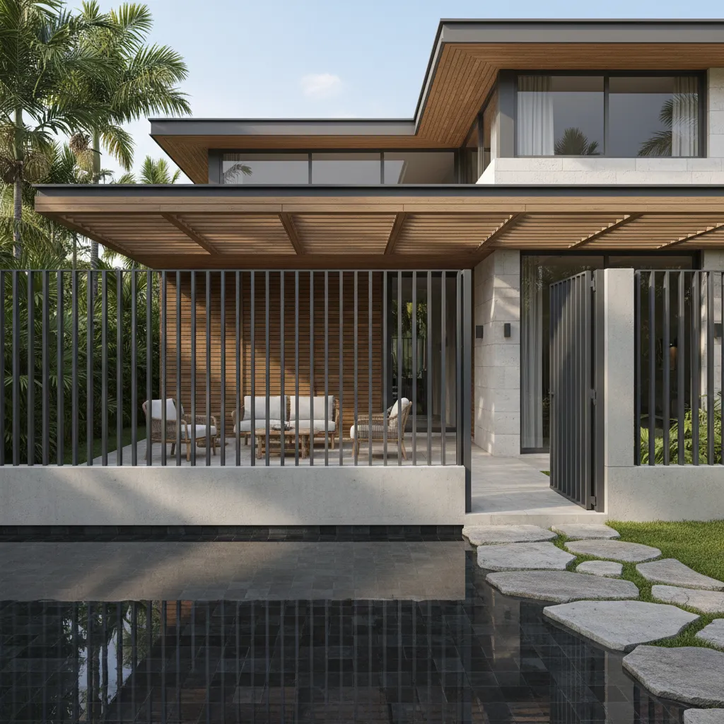 Pagar rumah setengah tembok dengan kisi besi