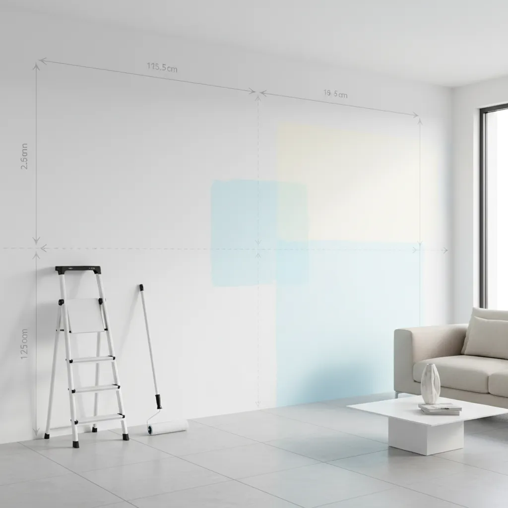 Interior wall sections demonstrating paint coverage calculation areas